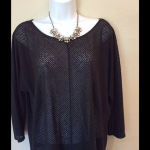 LOFT Black Sheer Dolman Top